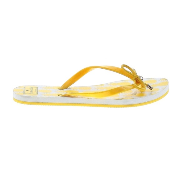 Kate Spade Nadine Lemon Yellow Bow Rubber Thong Flip Flop Sandals sz 9-10 - Picture 5 of 7